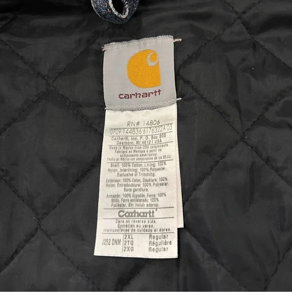 Vintage Carhartt Quilt-Lined Denim Jacket Sz 2XL